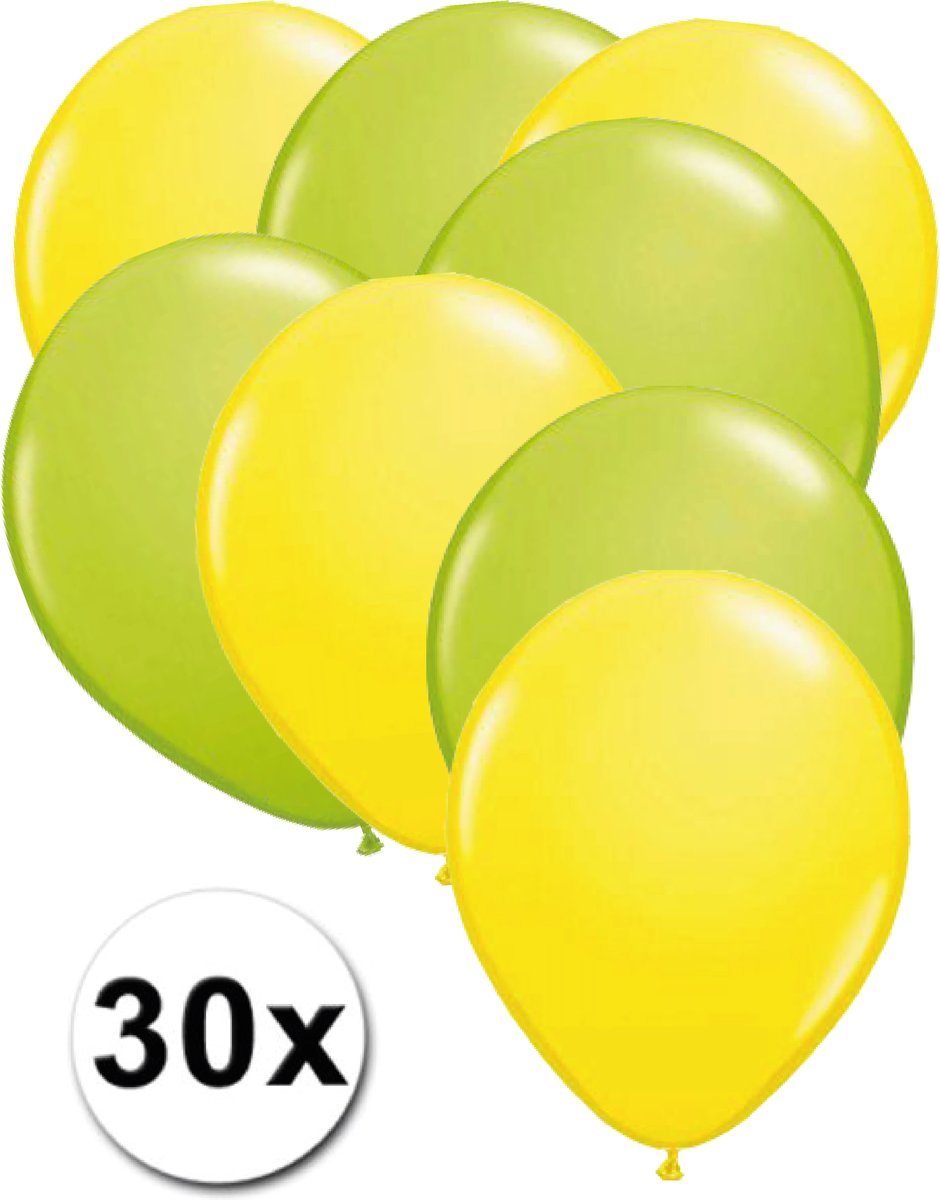 Ballonnen Geel & Licht groen 30 stuks 27 cm